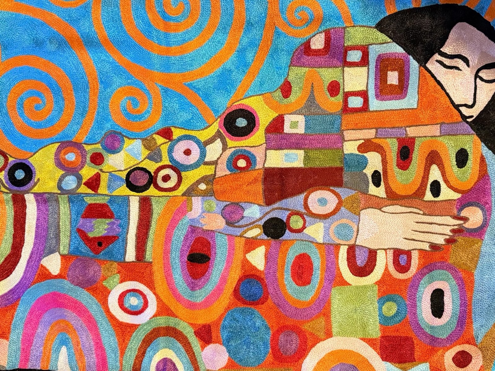 Eternal Embrace – Klimt‑Inspired Handmade Wall Hanging (2 × 3 ft)