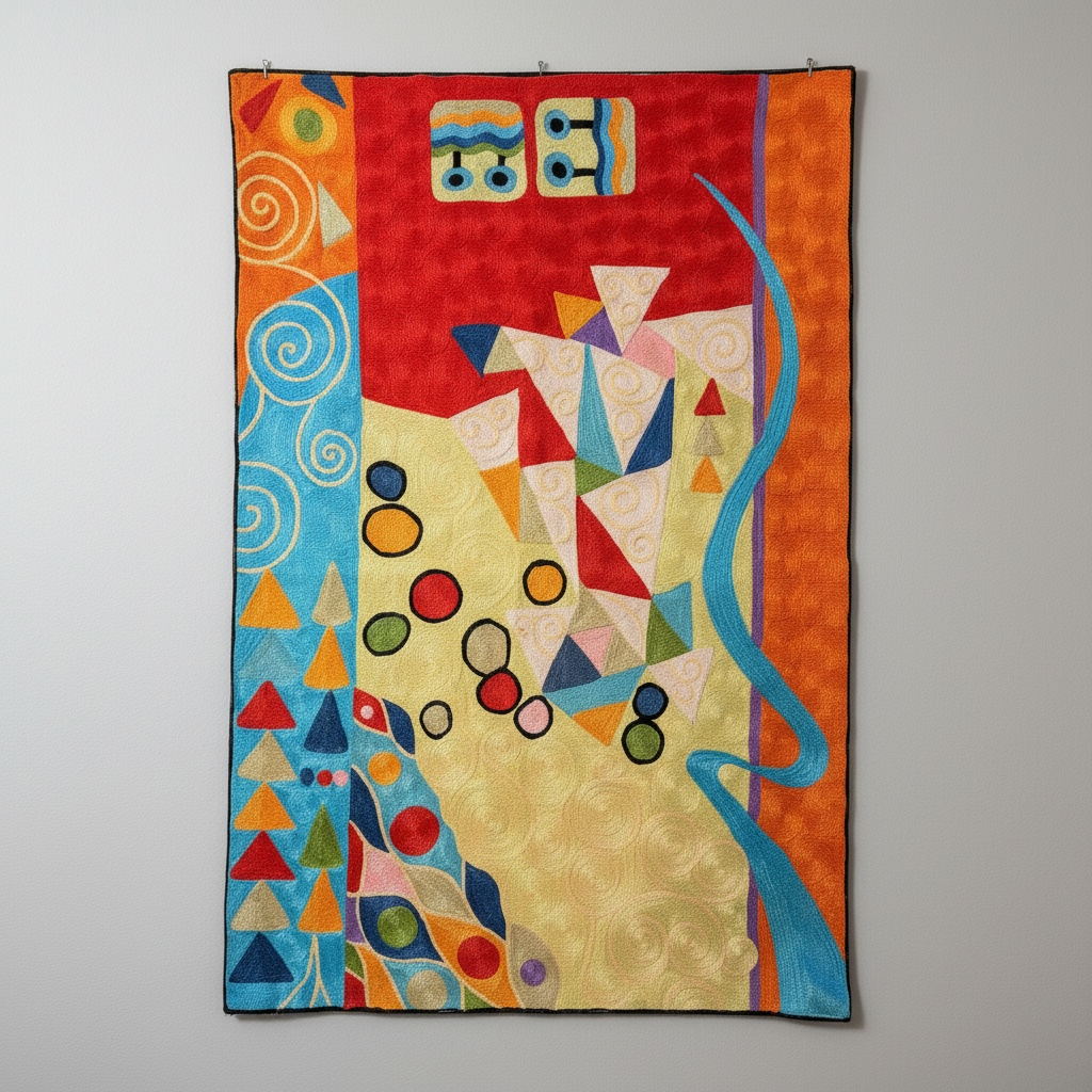 Radiant Geometry – Inspired Art Quilt Wall Hanging (Handmade, 3×2 ft) - Image 2