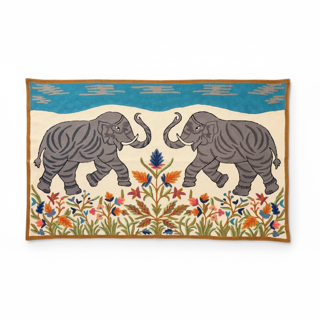 Royal Elephants in Bloom – Patola‑Inspired Handmade Wall Hanging - Image 5