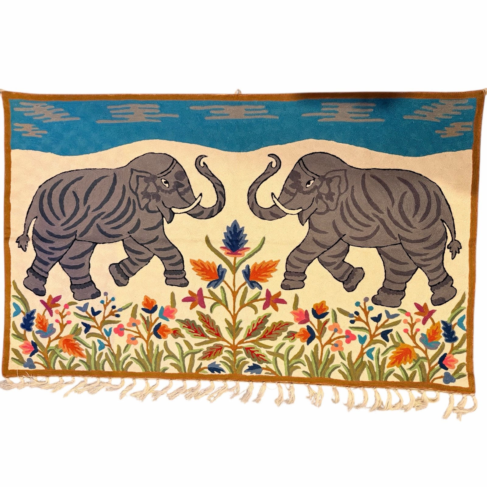 Royal Elephants in Bloom – Patola‑Inspired Handmade Wall Hanging - Image 3