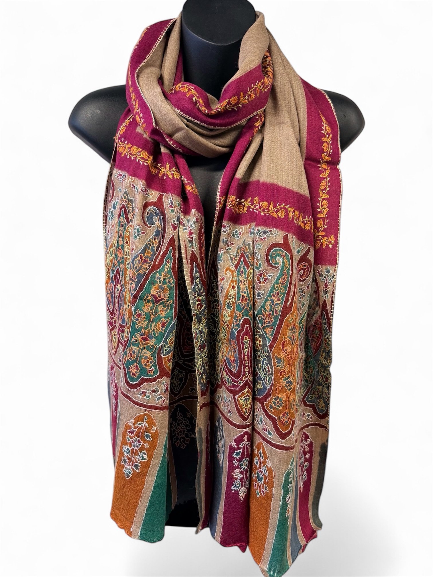 Cashmere Sozni Hand‑Embroidered Scarf - Image 4